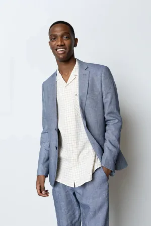 ROMAN LINEN UNCONSTRUCTED BLAZER - NAVY MELANGE