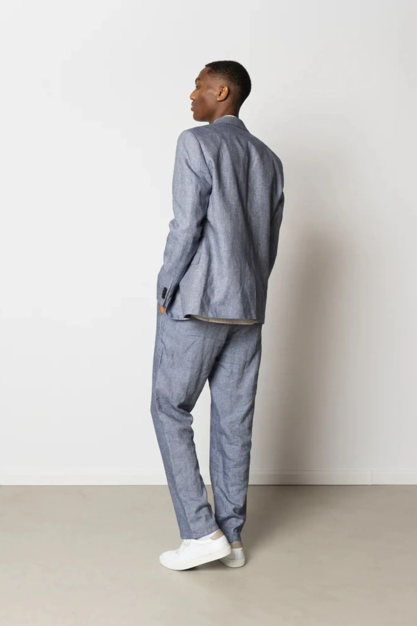ROMAN LINEN UNCONSTRUCTED BLAZER - NAVY MELANGE