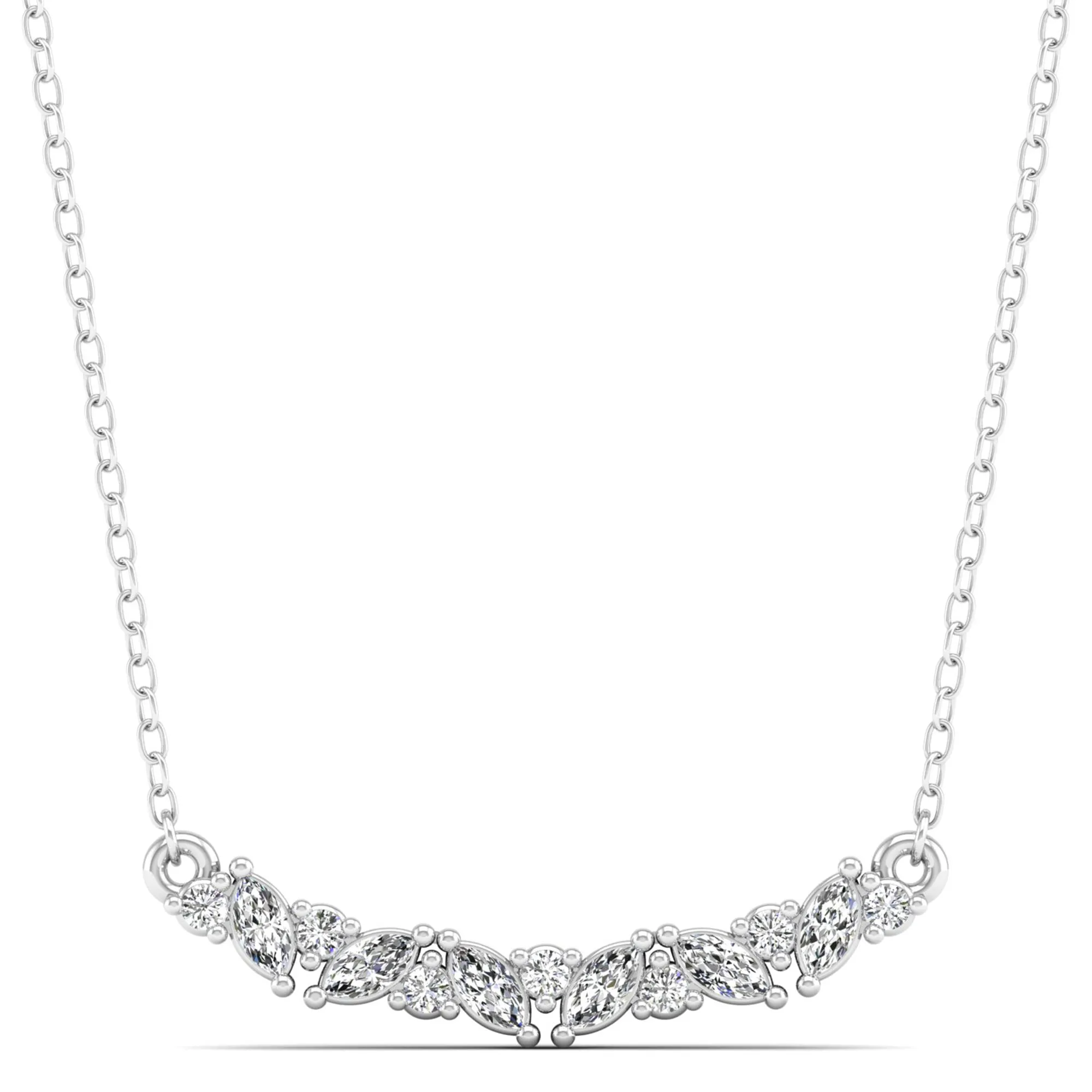 Round and Pear Diamond Bar Necklace