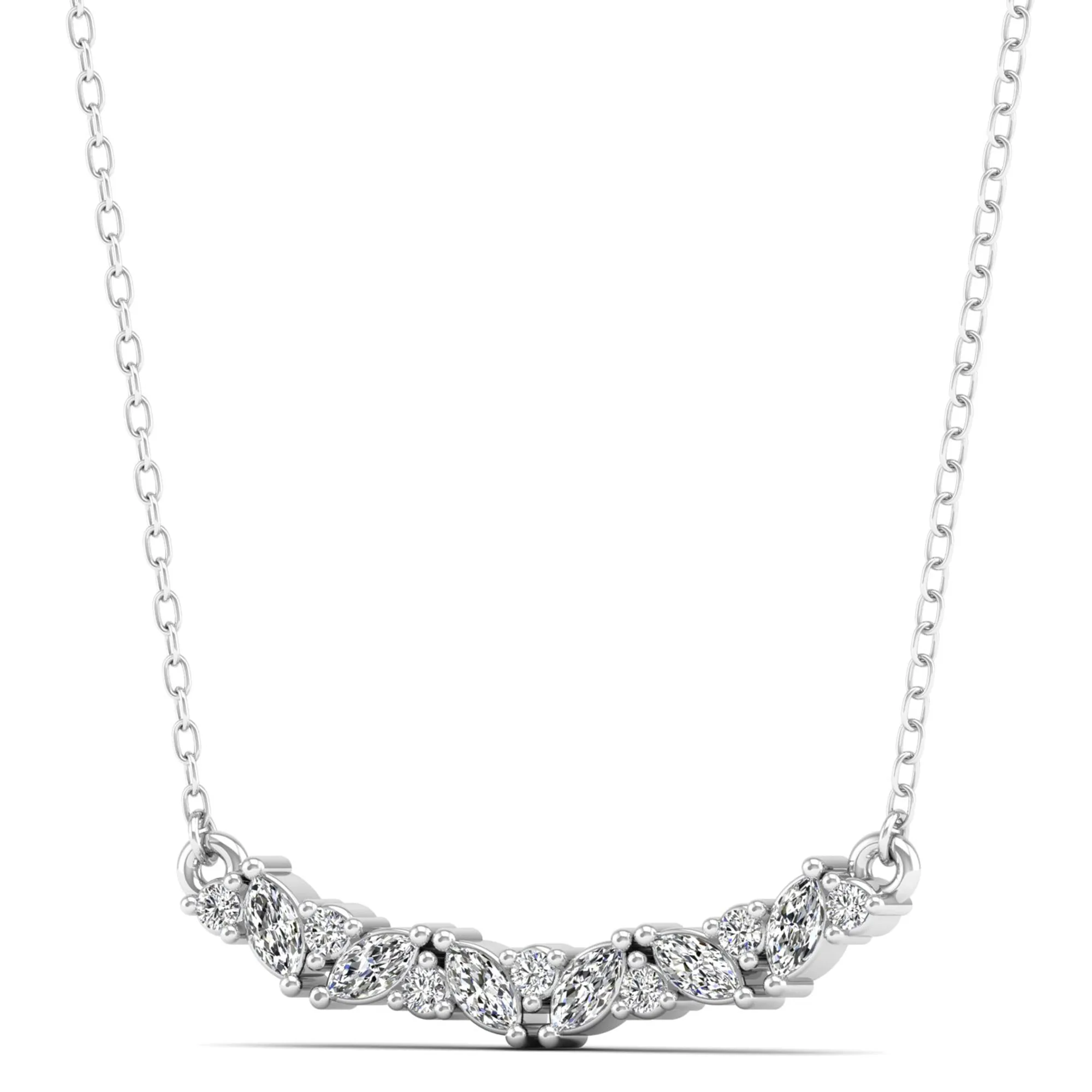 Round and Pear Diamond Bar Necklace