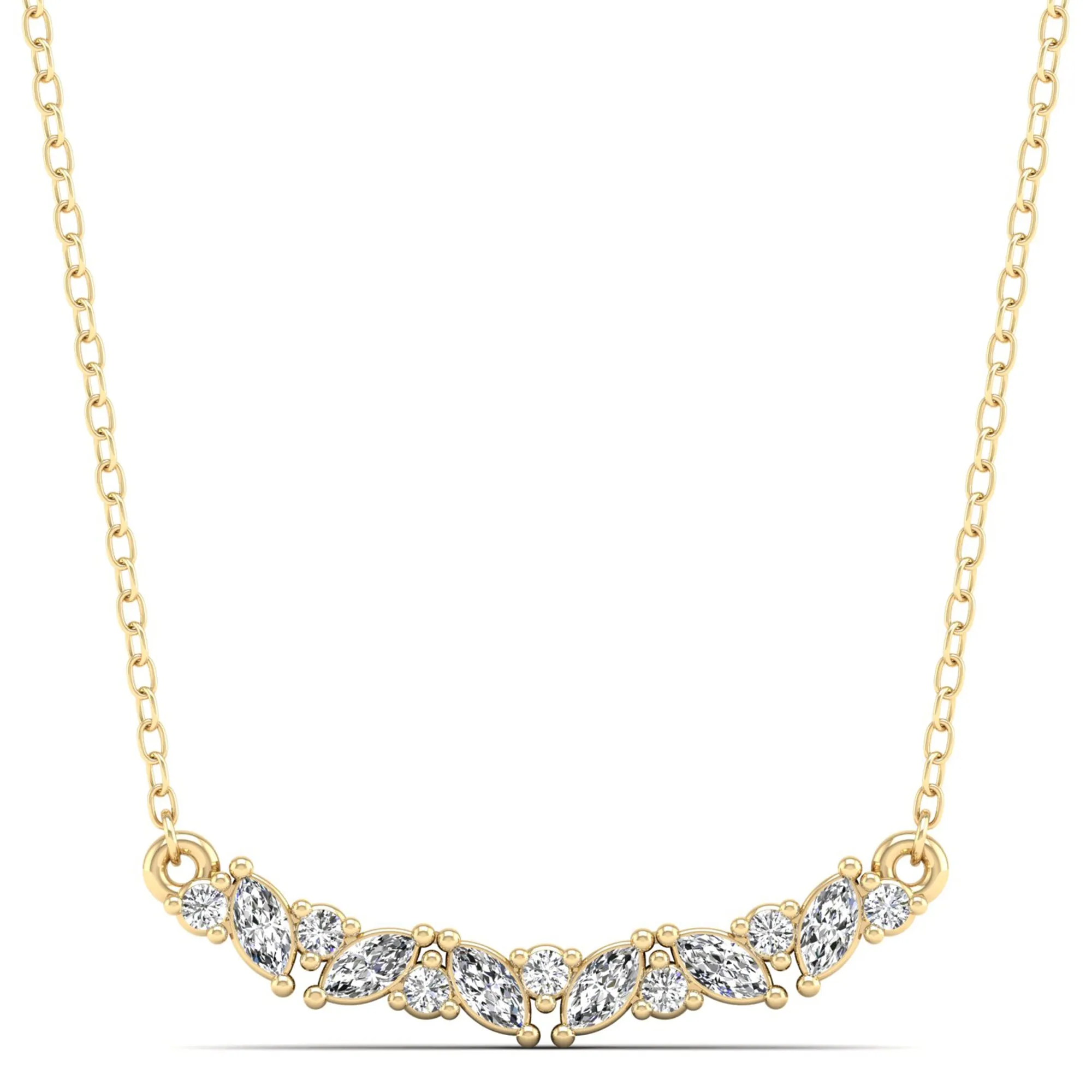 Round and Pear Diamond Bar Necklace