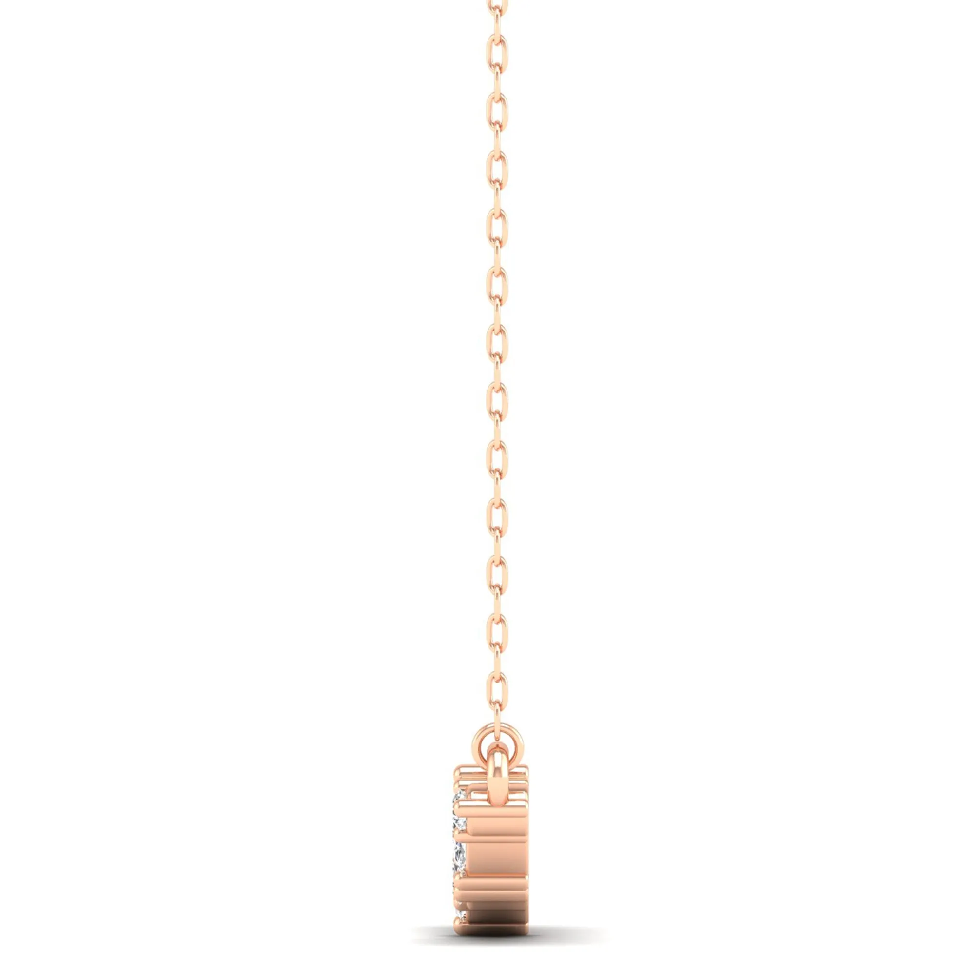 Round and Pear Diamond Bar Necklace