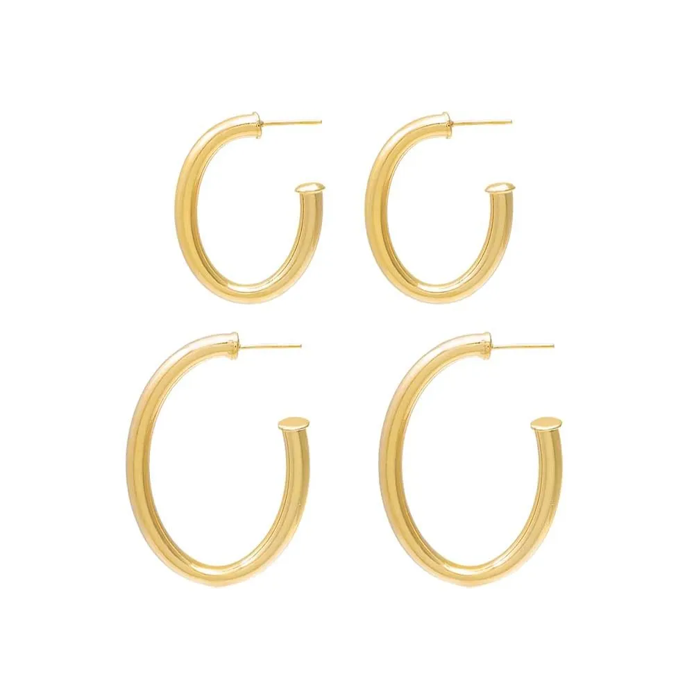 Round Oval Hoop Earring