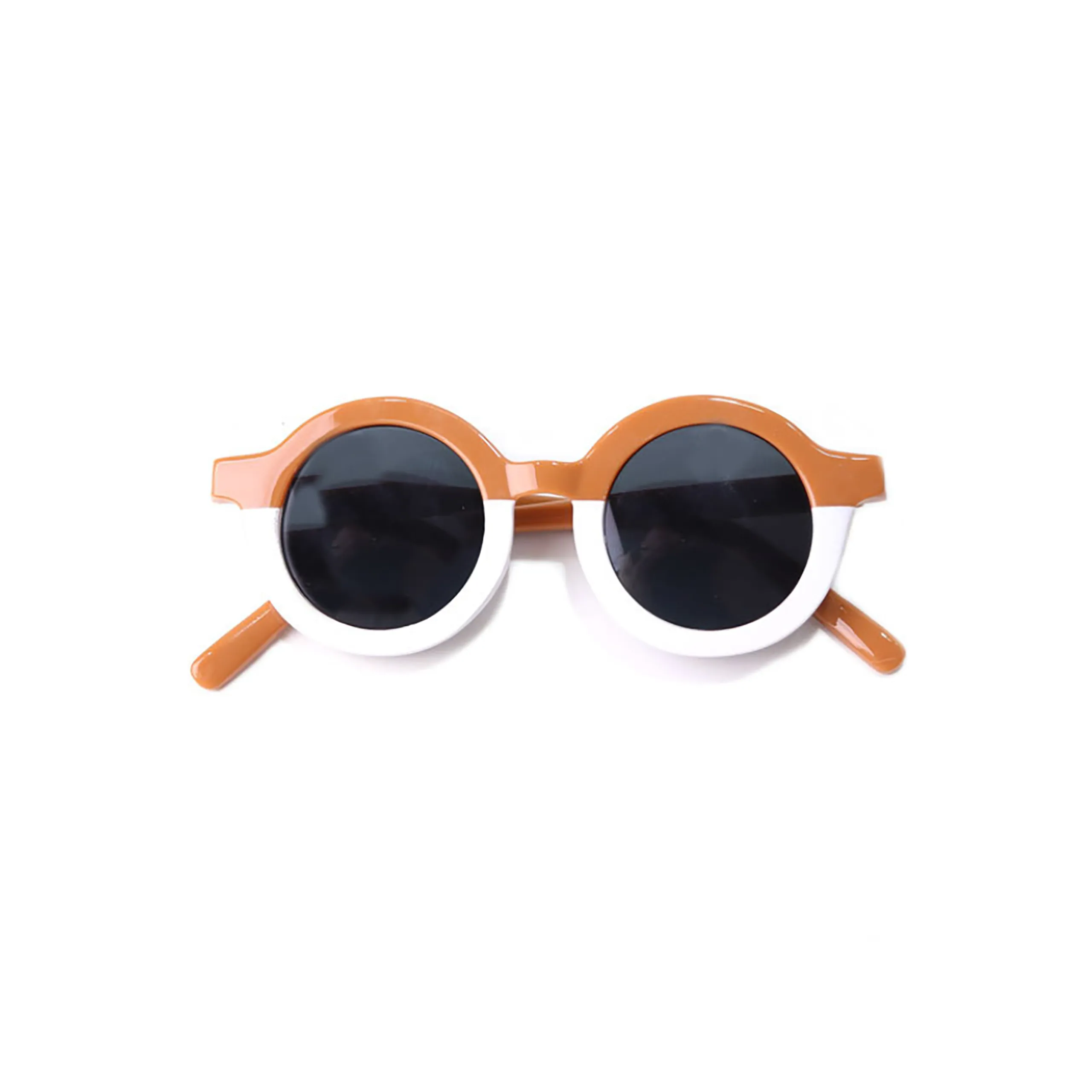 ROUND RETRO TWO TONE SUNGLASSES - FAWN MATTE