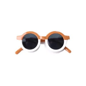 ROUND RETRO TWO TONE SUNGLASSES - FAWN MATTE