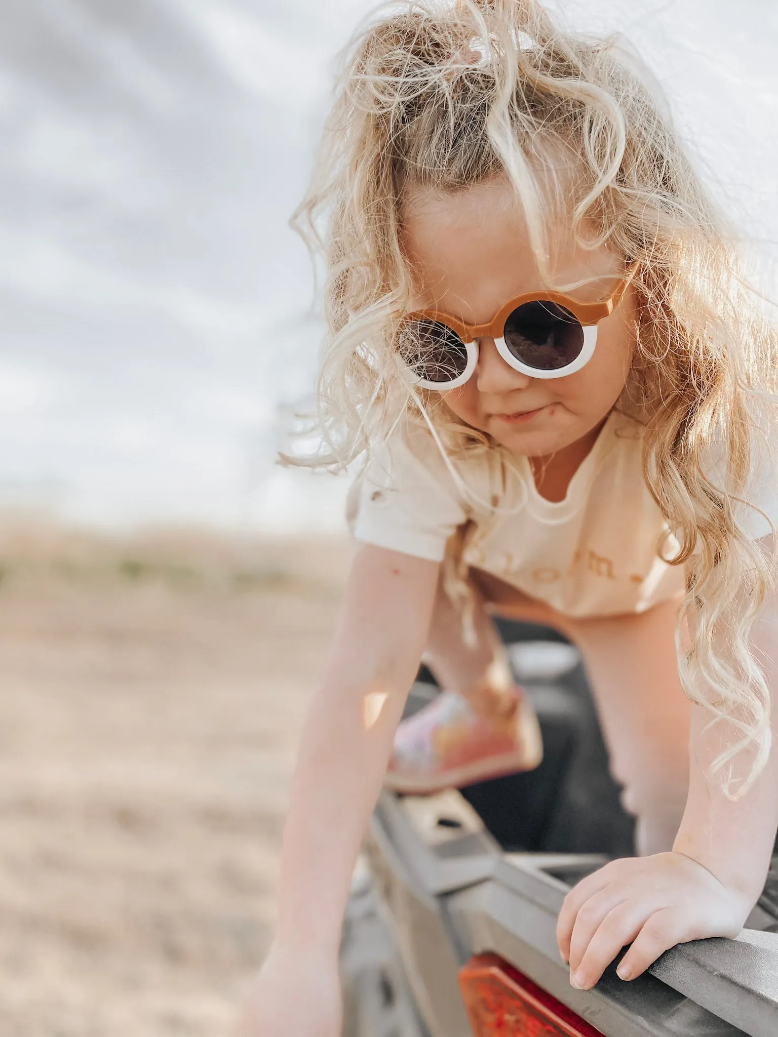 ROUND RETRO TWO TONE SUNGLASSES - FAWN MATTE