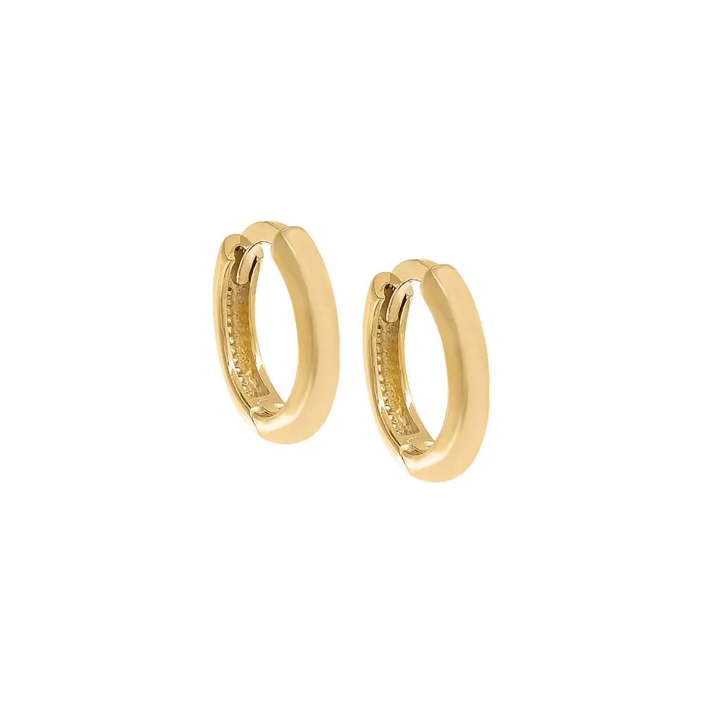 Rounded High Polished Huggie  Earring 14K