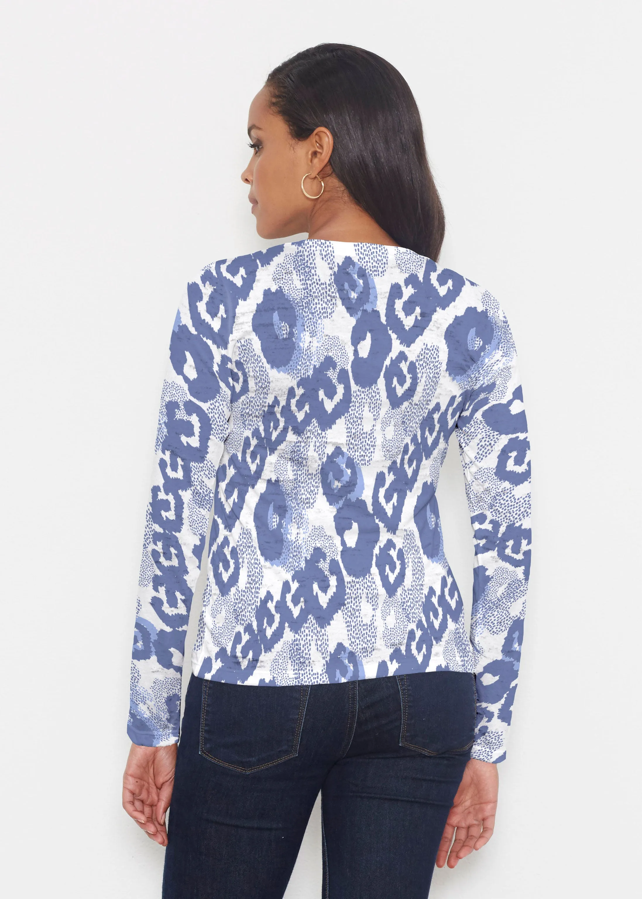 Royal Blue Ikat (7808) ~ Signature Long Sleeve Crew Shirt