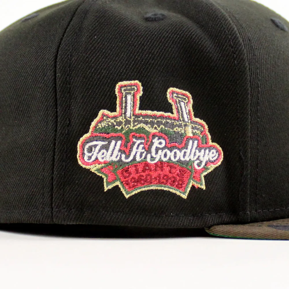 San Francisco Giants Tell It Goodbye patch New Era 59Fifty Fitted Hat (Black WoodLand Camo Green Under Brim)