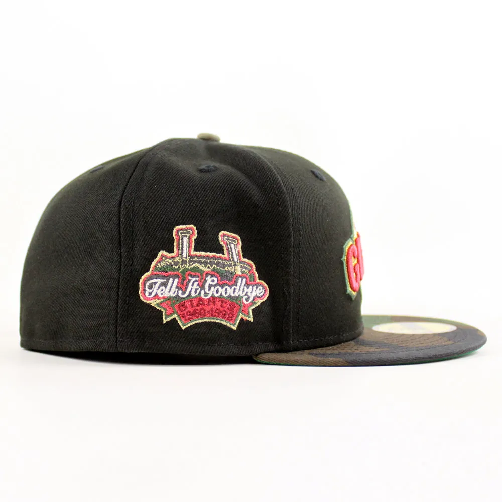 San Francisco Giants Tell It Goodbye patch New Era 59Fifty Fitted Hat (Black WoodLand Camo Green Under Brim)