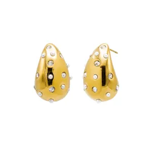 Scattered Pearl X CZ Teardrop Drop Stud Earring
