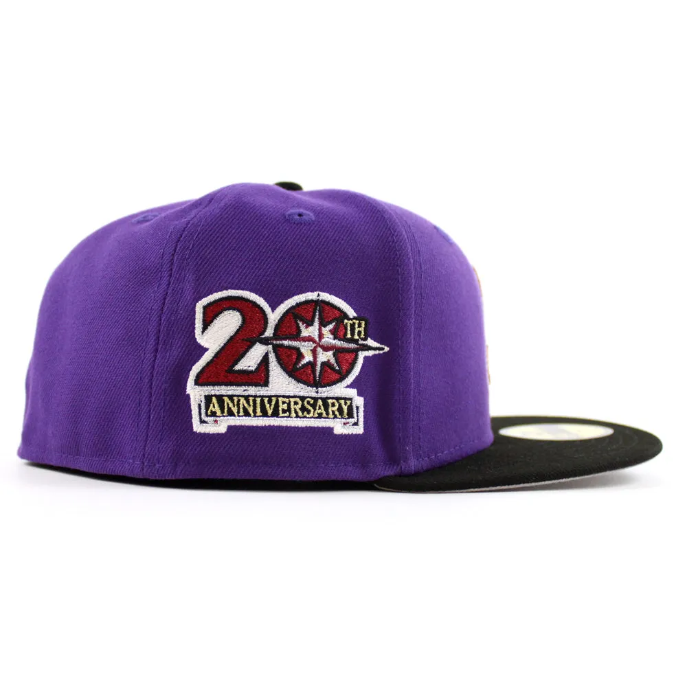 Seattle Mariners 20th Anniversary New Era 59Fifty Fitted Hat (Purple Black Gray Under Brim)
