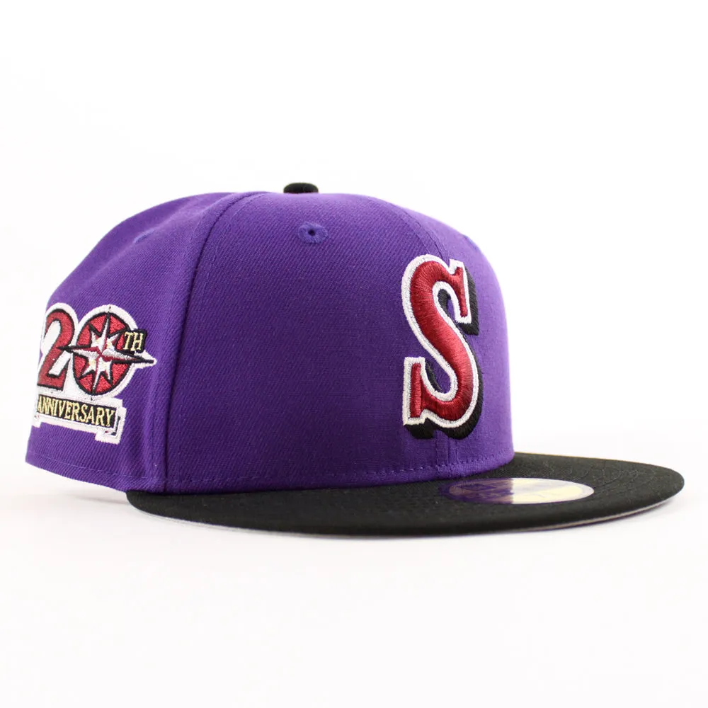 Seattle Mariners 20th Anniversary New Era 59Fifty Fitted Hat (Purple Black Gray Under Brim)