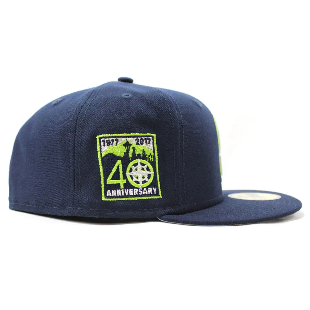 Seattle Mariners 25TH Anniversary New Era 59Fifty Fitted Hat (Glow In The Dark Oceanside Blue Grey Under Brim)