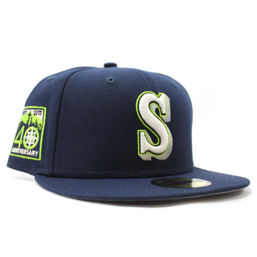 Seattle Mariners 25TH Anniversary New Era 59Fifty Fitted Hat (Glow In The Dark Oceanside Blue Grey Under Brim)