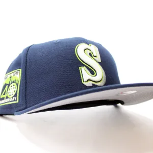 Seattle Mariners 25TH Anniversary New Era 59Fifty Fitted Hat (Glow In The Dark Oceanside Blue Grey Under Brim)