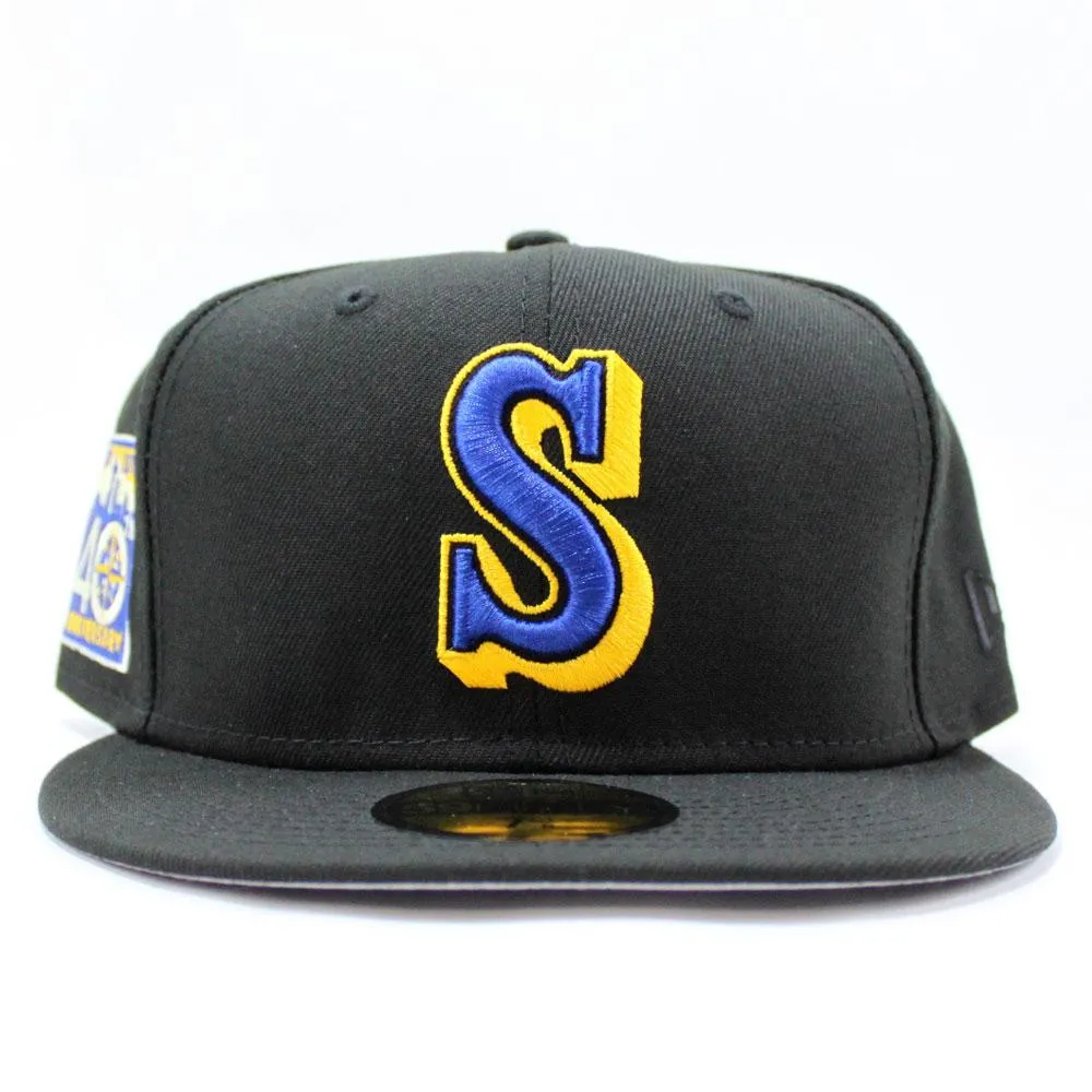 Seattle Mariners 40TH Anniversary New Era 59Fifty Fitted Hat (Black Blue YellowGrey Under Brim)