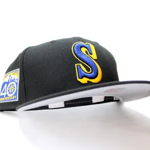 Seattle Mariners 40TH Anniversary New Era 59Fifty Fitted Hat (Black Blue YellowGrey Under Brim)