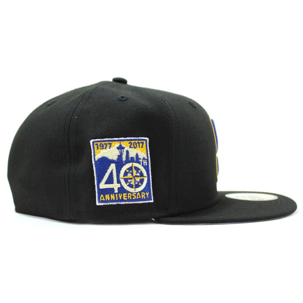 Seattle Mariners 40TH Anniversary New Era 59Fifty Fitted Hat (Black Blue YellowGrey Under Brim)