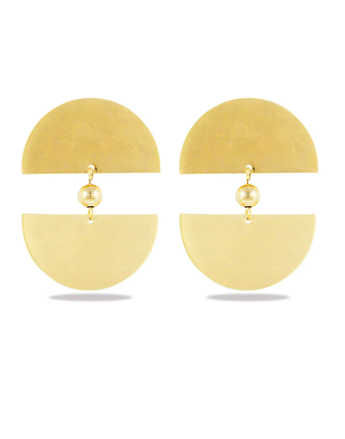 Semi Circular Textured Metal Plate Earrings