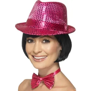 Sequin Trilby Hat - Pink