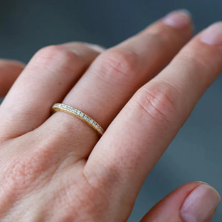 Sethi Couture 18K Yellow Gold Channel White Diamond Eternity Band - Size 6