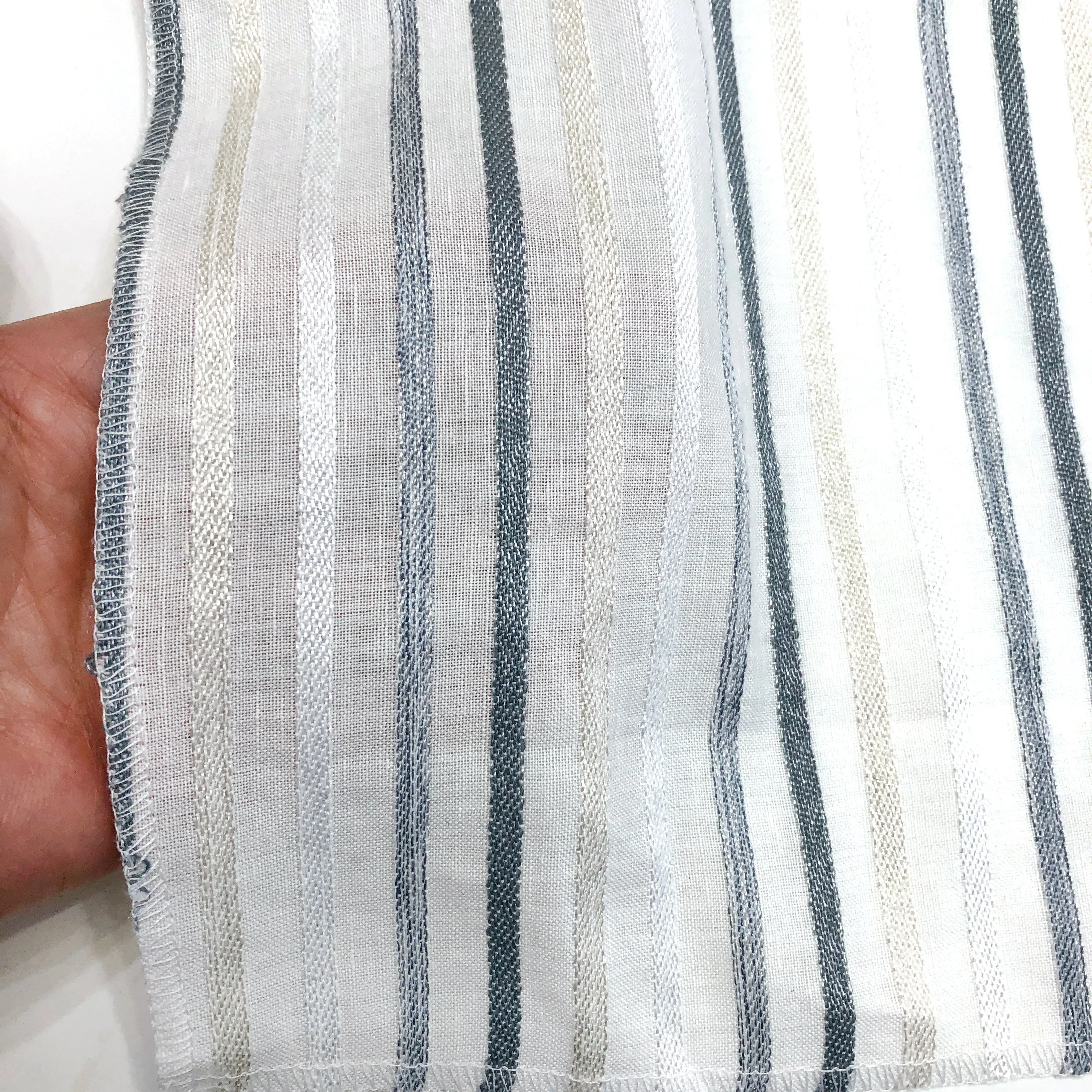 Sheer Linen Stripe Flat Relaxed Roman Shade