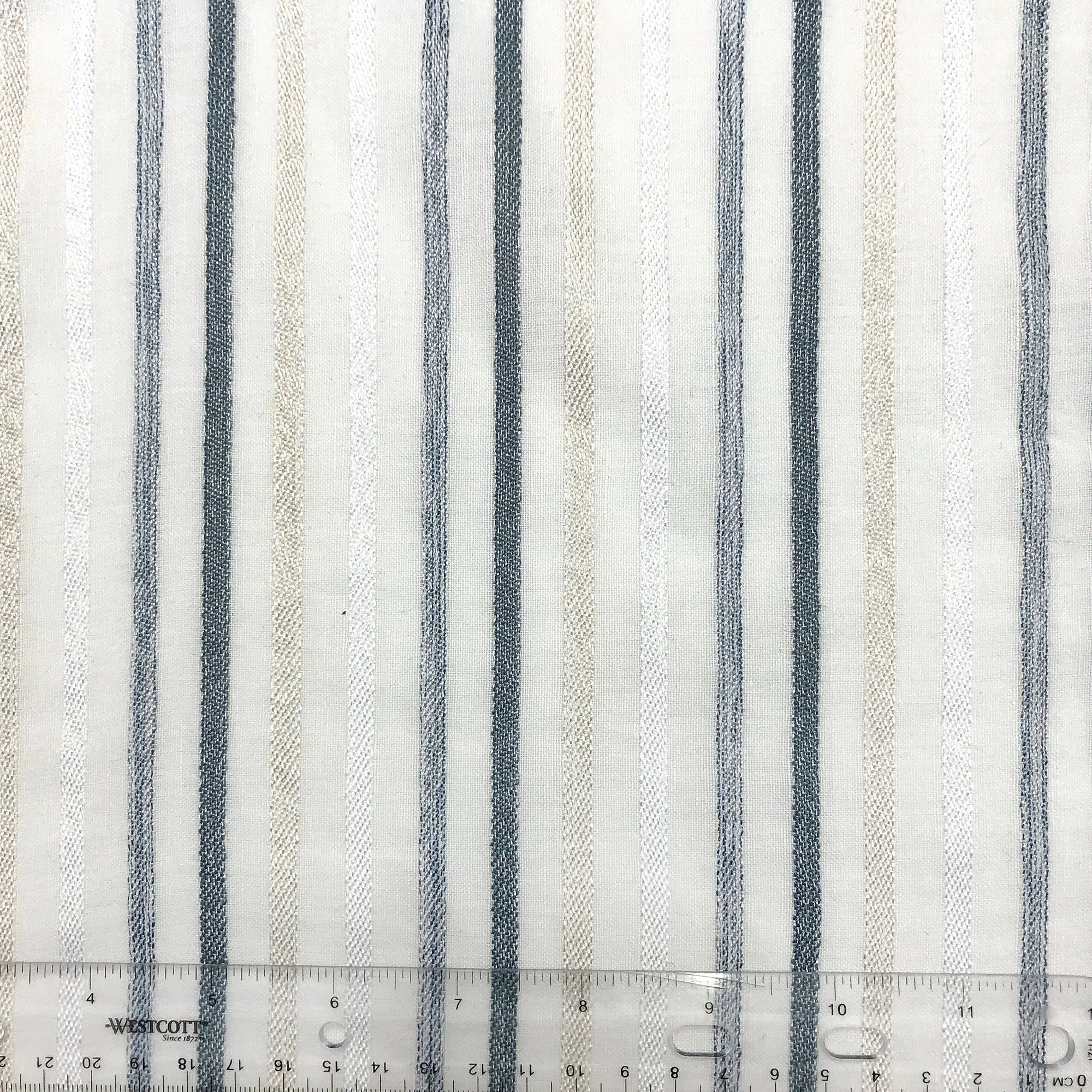 Sheer Linen Stripe Flat Relaxed Roman Shade