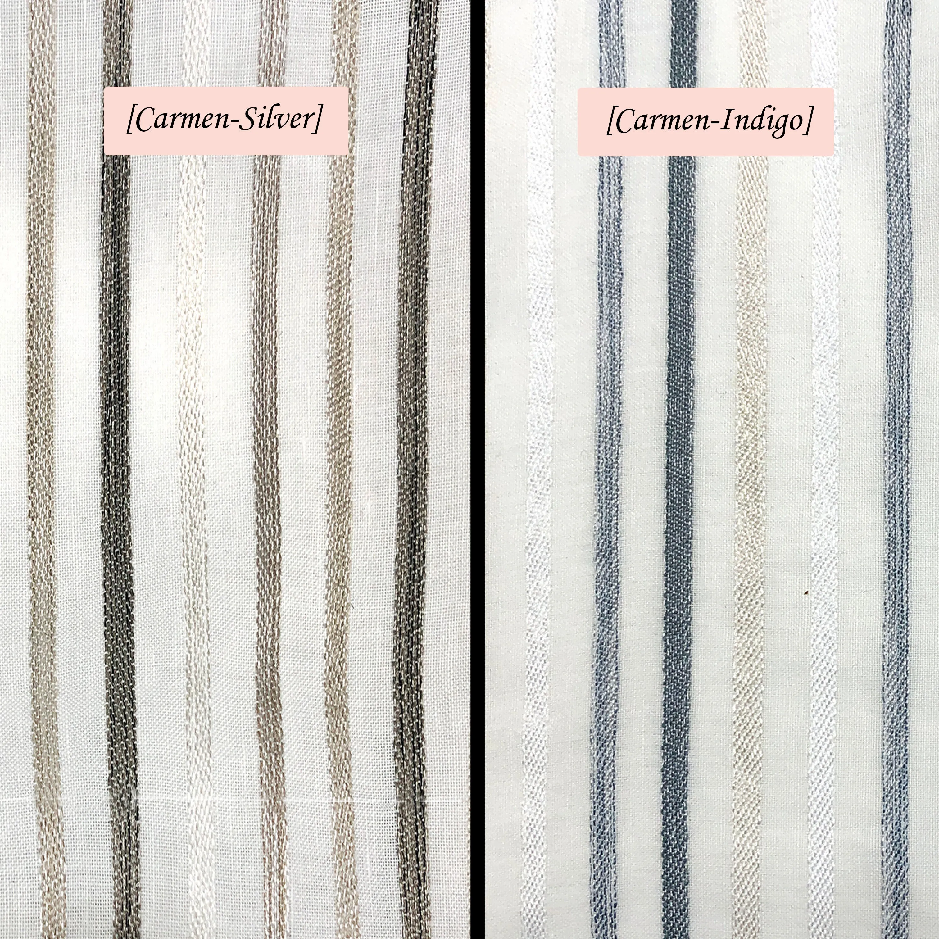 Sheer Linen Stripe Flat Relaxed Roman Shade