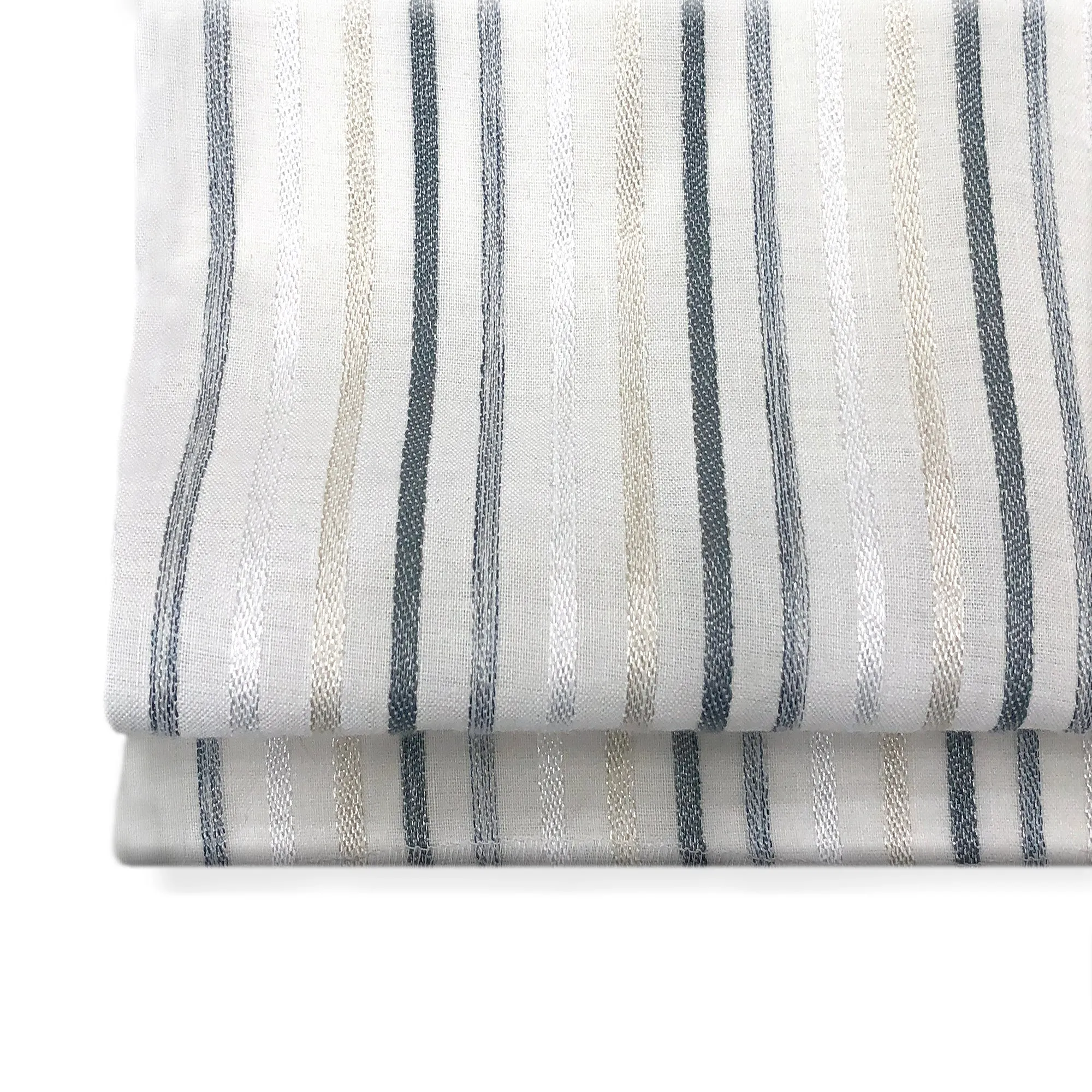 Sheer Linen Stripe Flat Relaxed Roman Shade