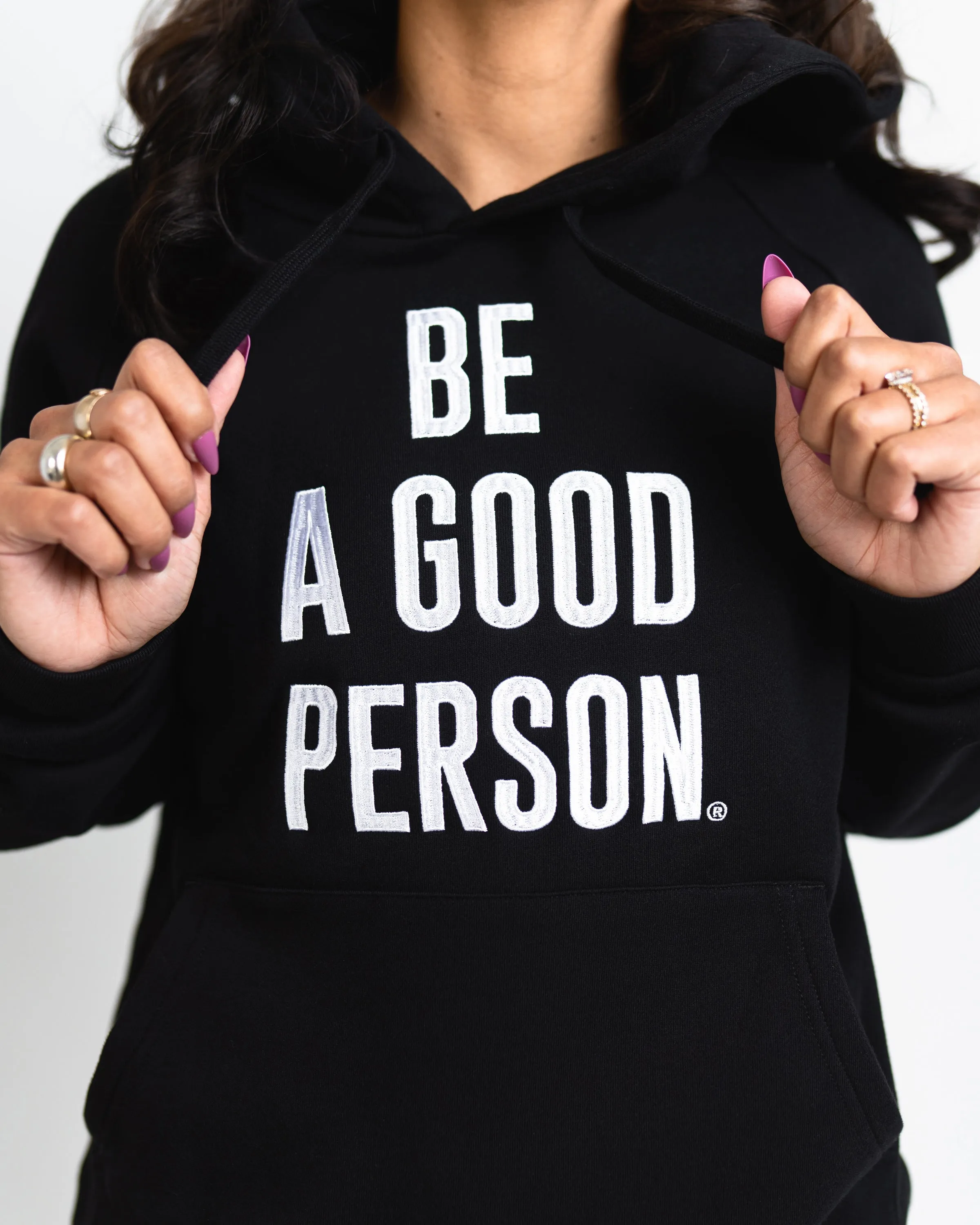 Signature Embroidered Hoodie - Black