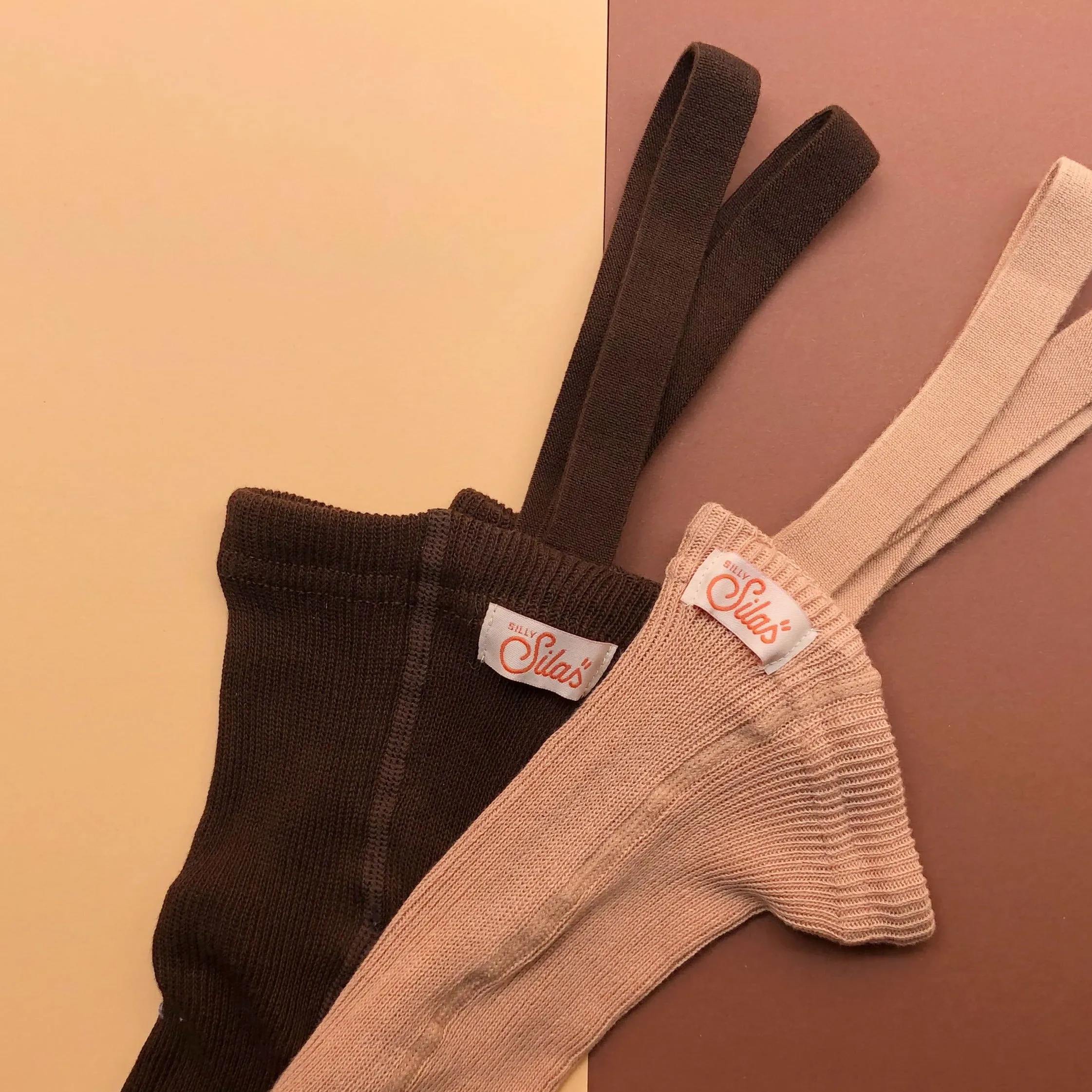 Silly Silas Footed Tights with Braces - Chocolate Brown
