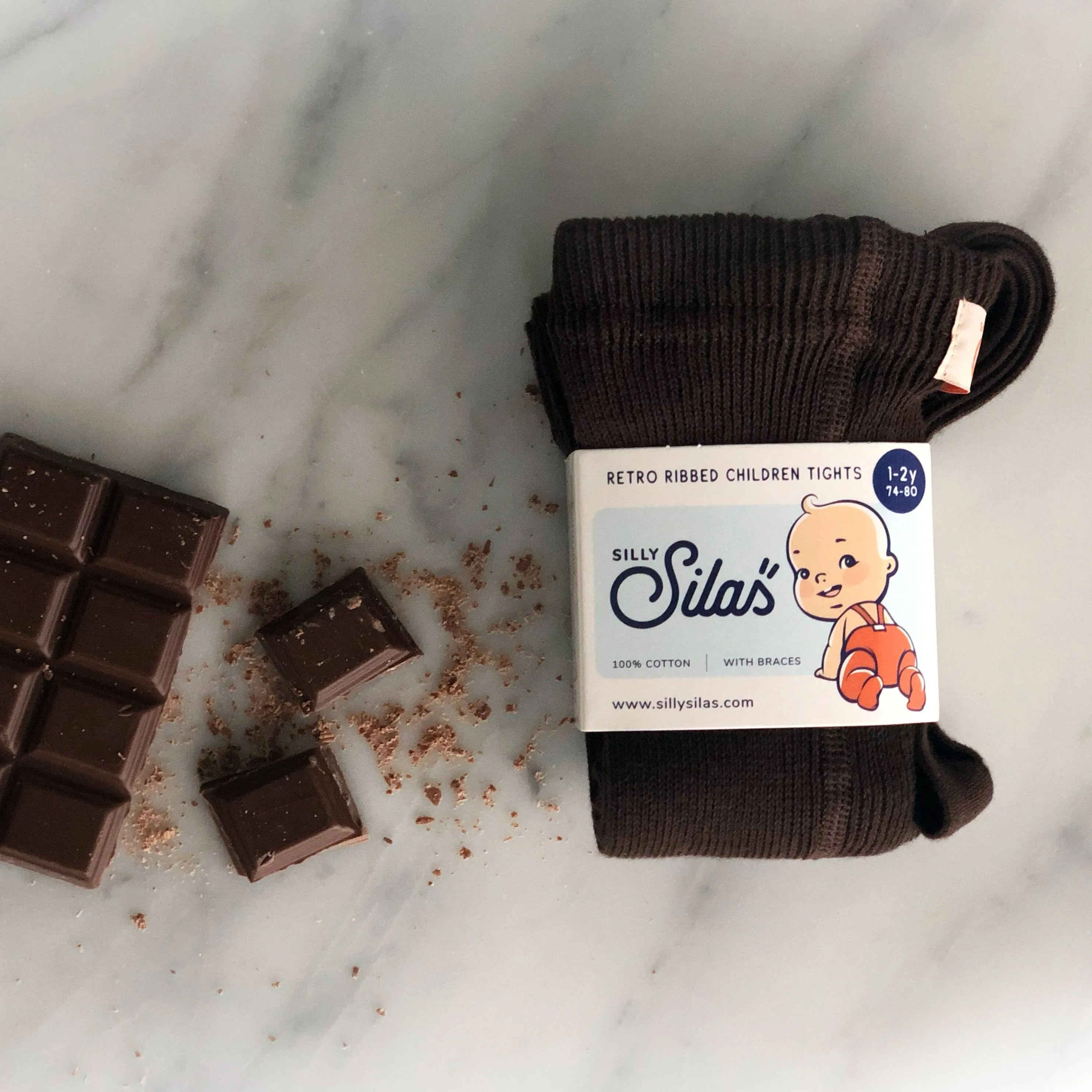 Silly Silas Footed Tights with Braces - Chocolate Brown