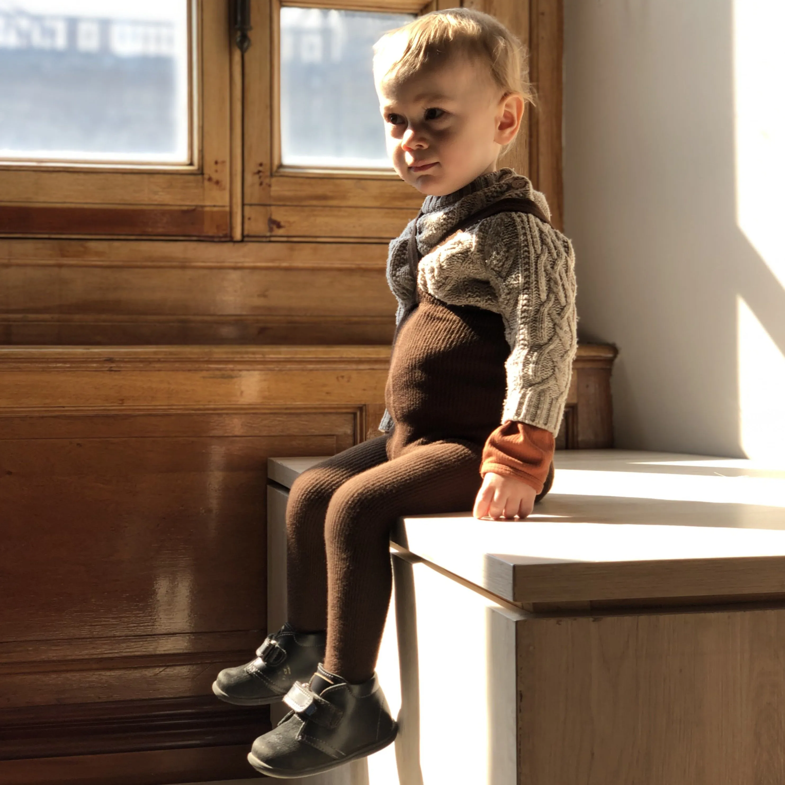 Silly Silas Footed Tights with Braces - Chocolate Brown