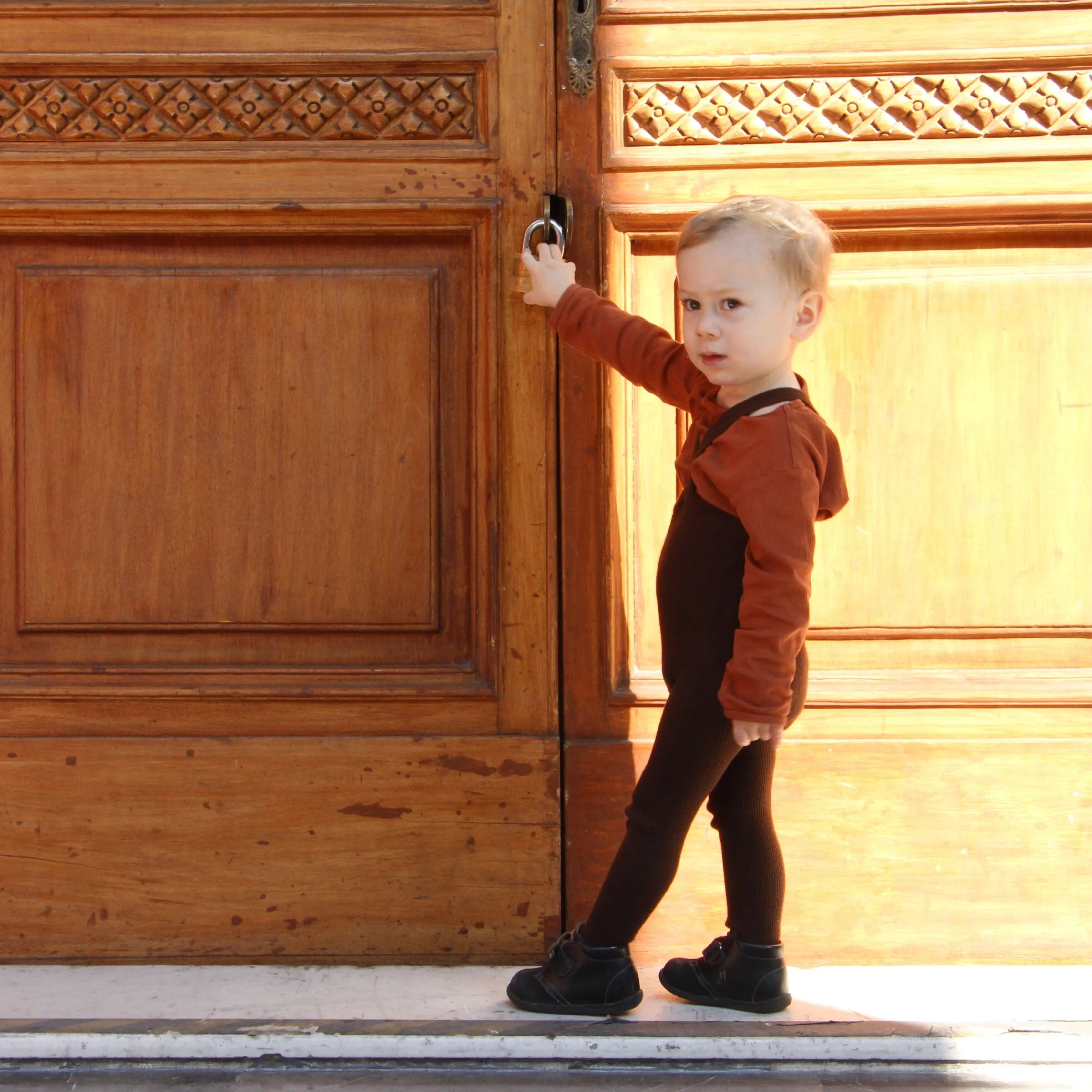Silly Silas Footed Tights with Braces - Chocolate Brown