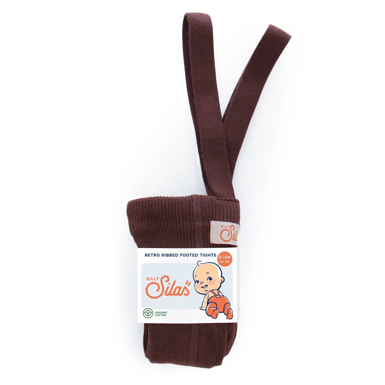 Silly Silas Footed Tights with Braces - Chocolate Brown