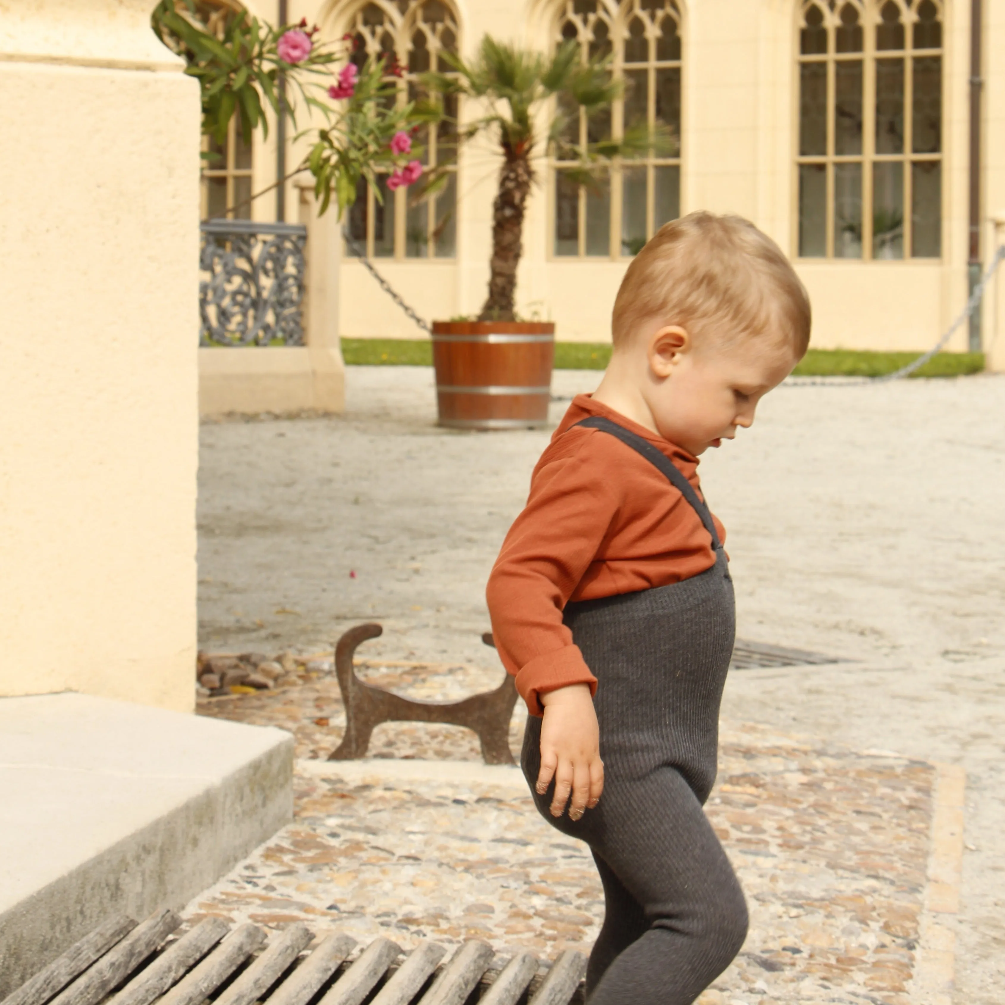 Silly Silas Footed Tights with Braces -Dark Grey Blend