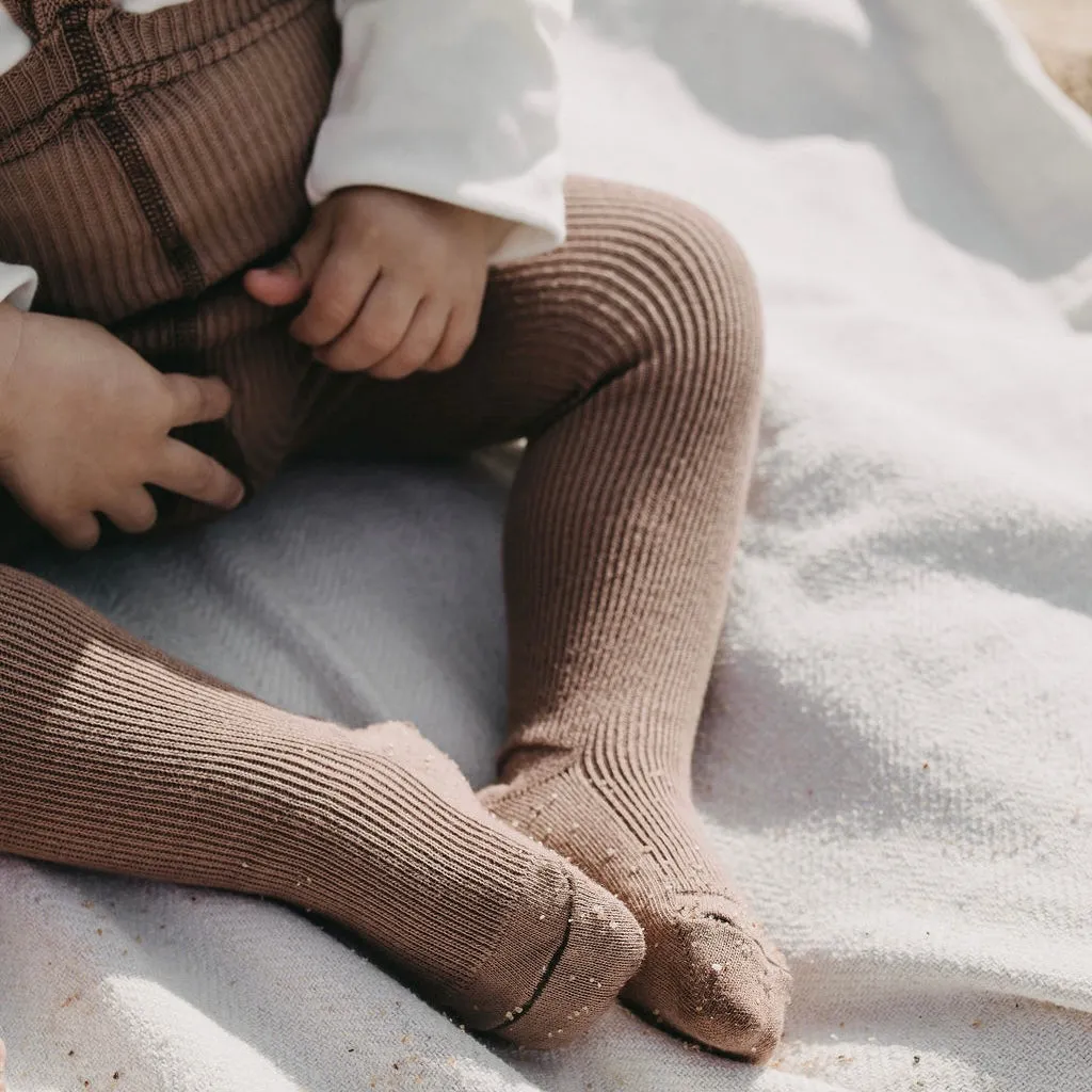 Silly Silas Footed Tights with Braces - Granola