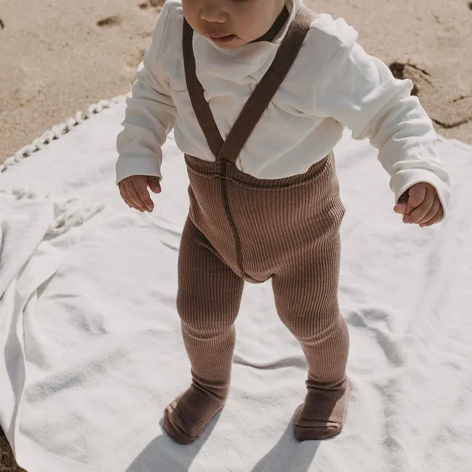 Silly Silas Footed Tights with Braces - Granola