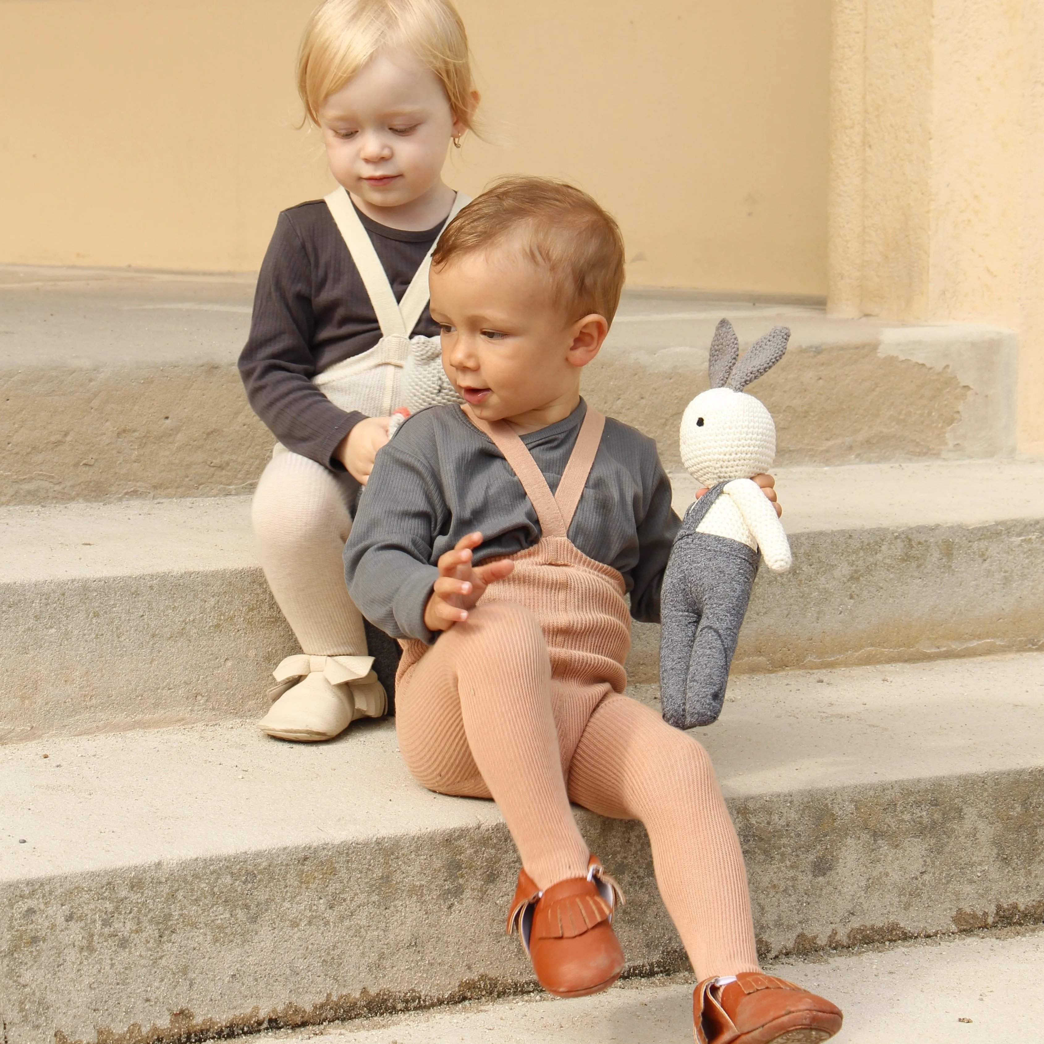 Silly Silas Footed Tights with Braces - Light Brown