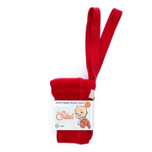 Silly Silas Footed Tights with Braces - Love Red