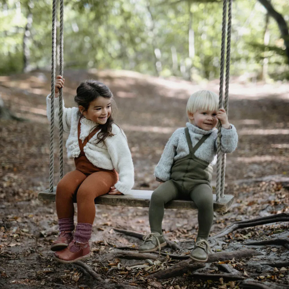 Silly Silas Footed Tights with Braces - Olive