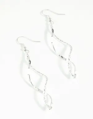 Silver Diamond Cut Twist Earrings