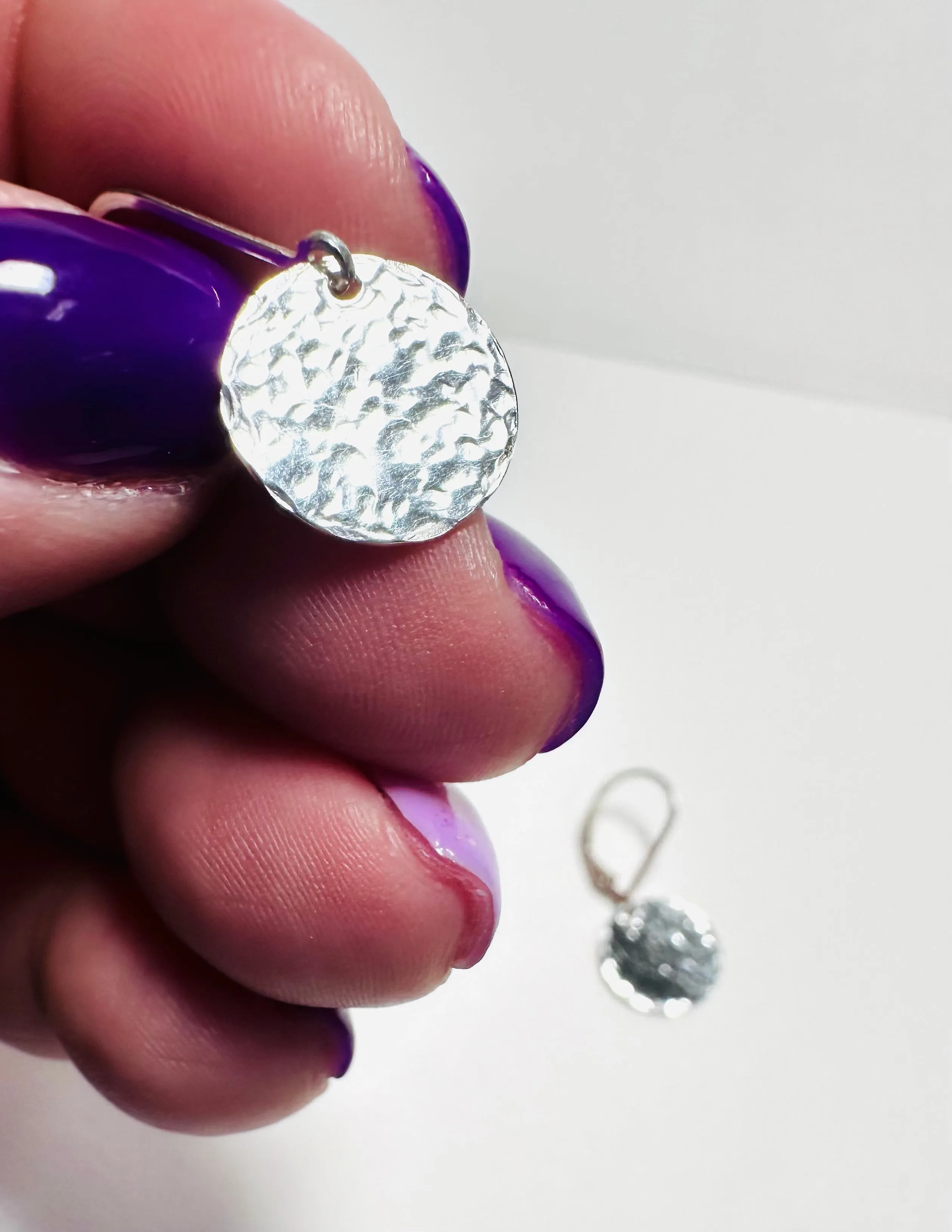 Silver Disk Earrings/Moon Earrings