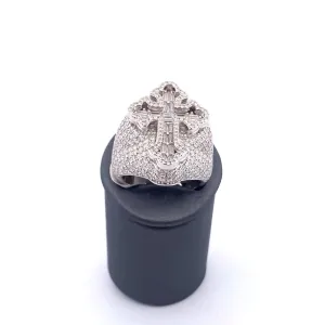 Silver Moissanite Cross Ring