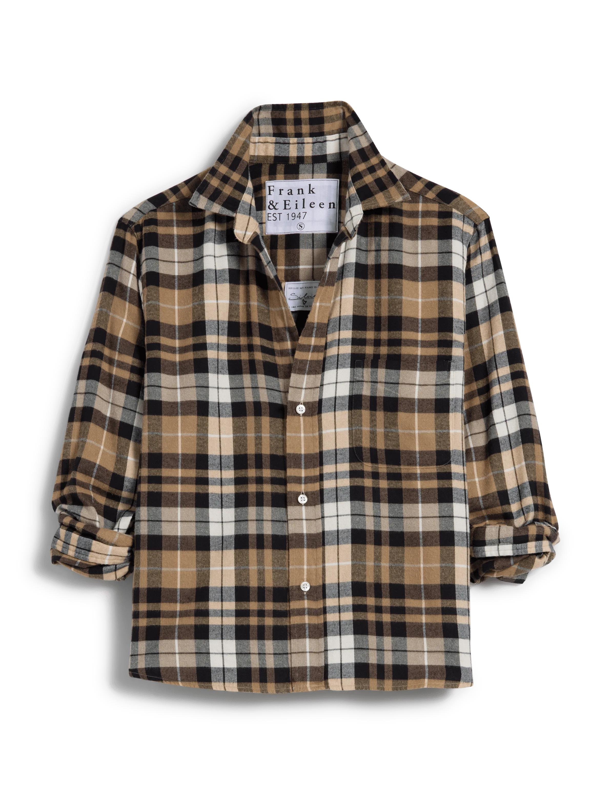 SILVIO Sand and Camel with Black Plaid, Italian Flannel