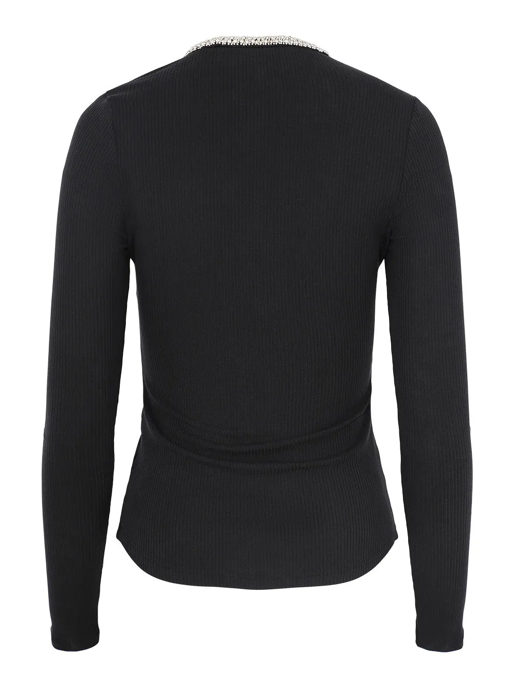 Simkhai Janay Long Sleeve U Neck Top in Black