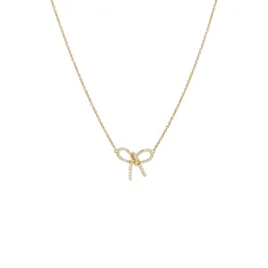 Skewed Pave Bow Tie Necklace