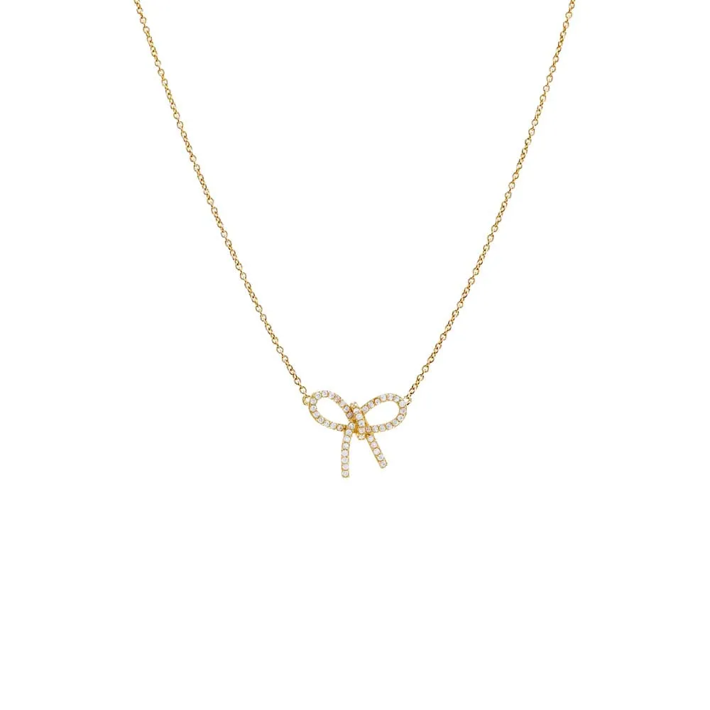 Skewed Pave Bow Tie Necklace