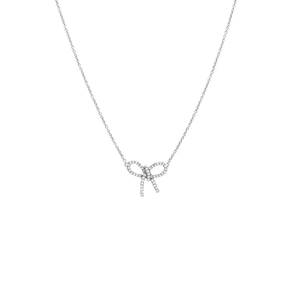 Skewed Pave Bow Tie Necklace